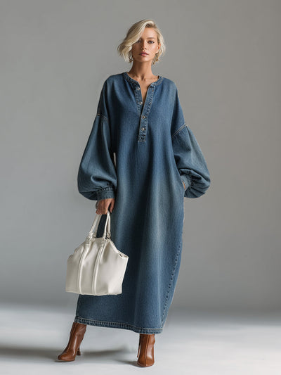 denim button down maxi dress Zevrienne